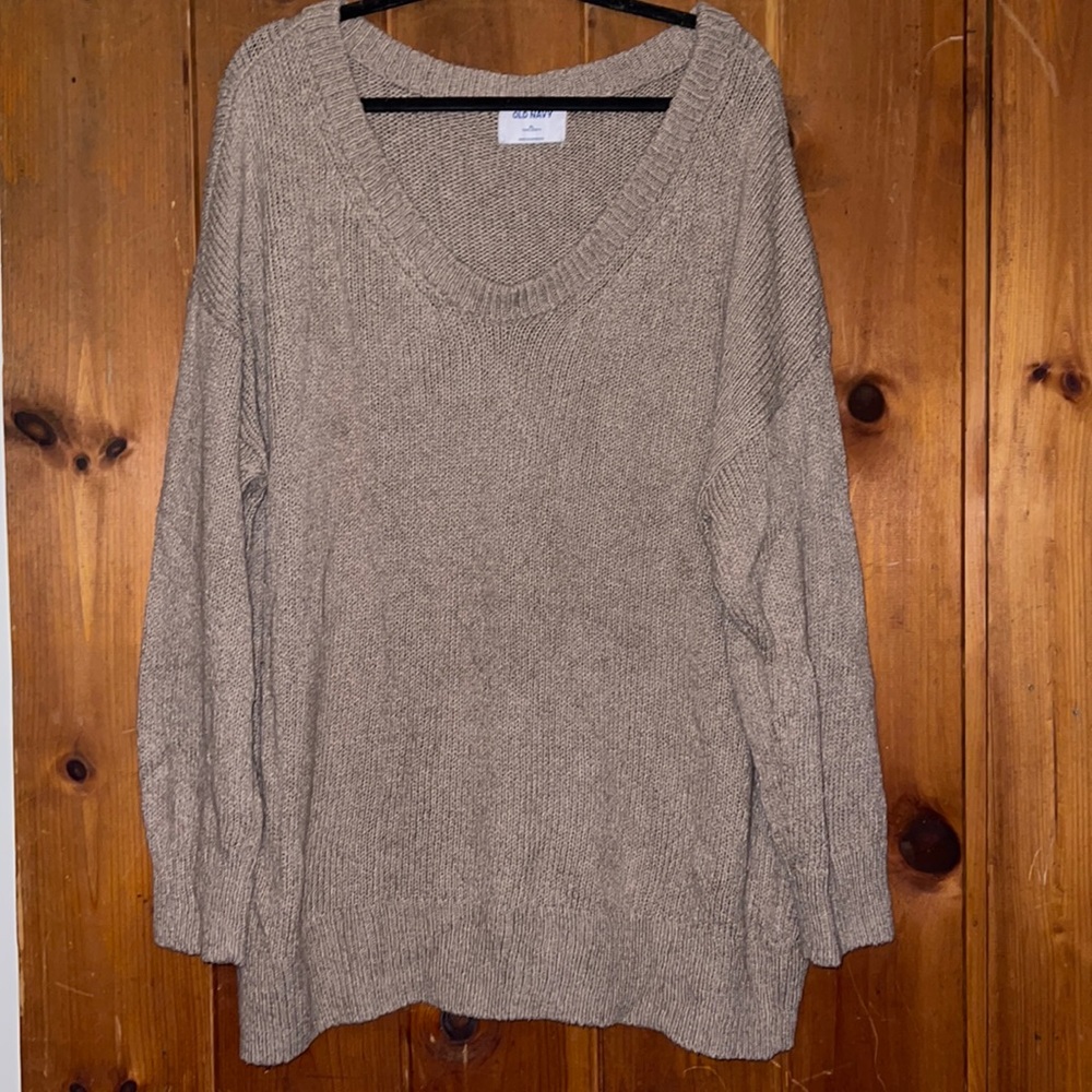 Old Navy NWOT Women’s XL woven tunic length taupe lose super soft cotton sweater